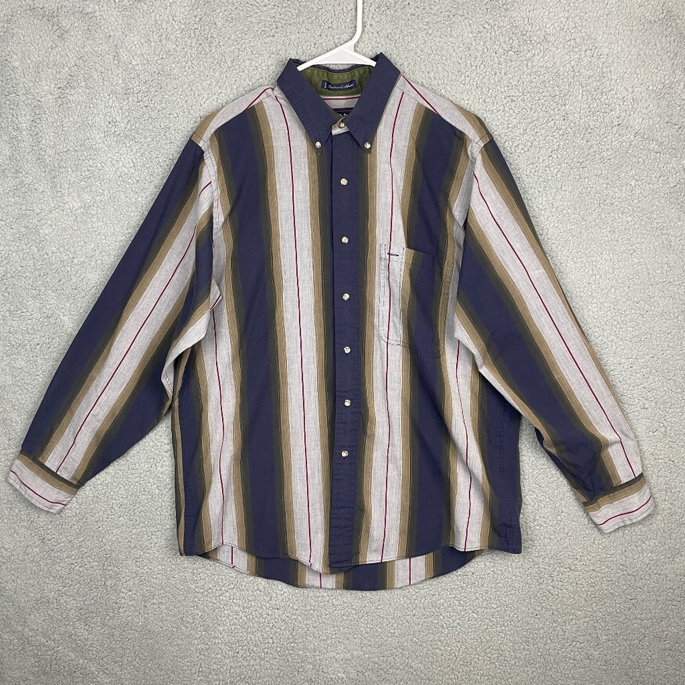 GANT Button Down Shirt Mens L Foxhunt Stripe L/S Pocket Preppy Casual